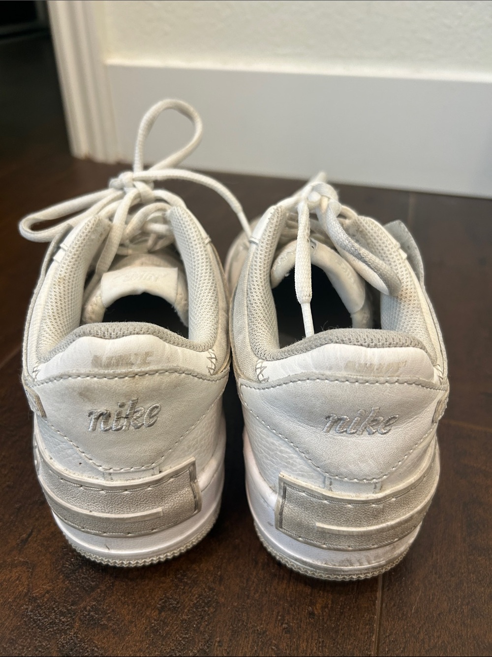 Nike Air Force 1 Shadow sneakers in a triple white colorway - Picture 5 of 8